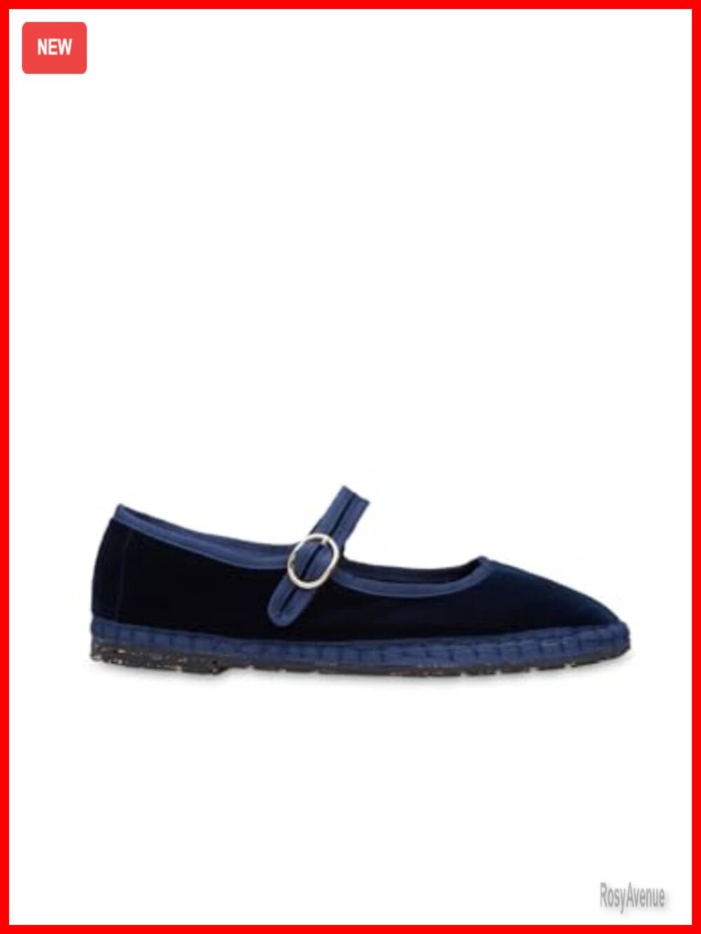 Velvet Mary Jane Flats with Adjustable Buckle Strap & Cushioned Footbed